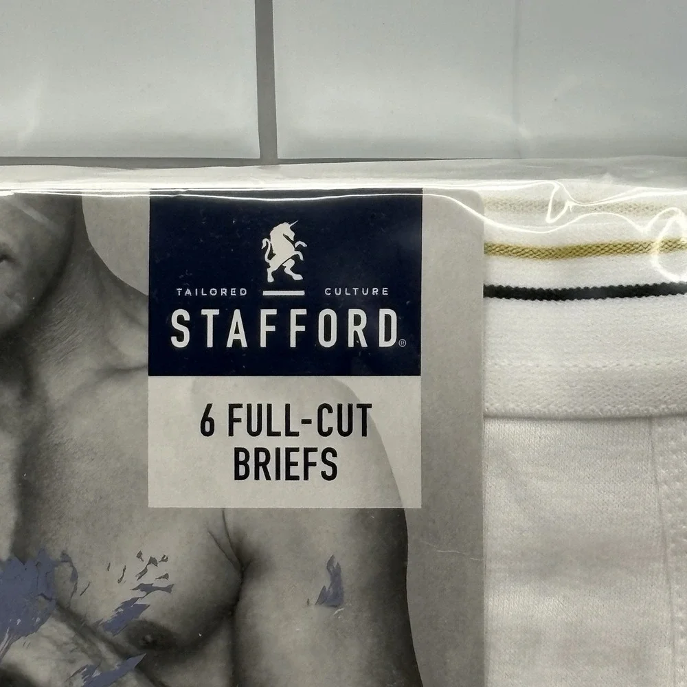 Stafford Underwear For Men White Full Cut Briefs Sz 32 Six Pair New Cotton Comfy